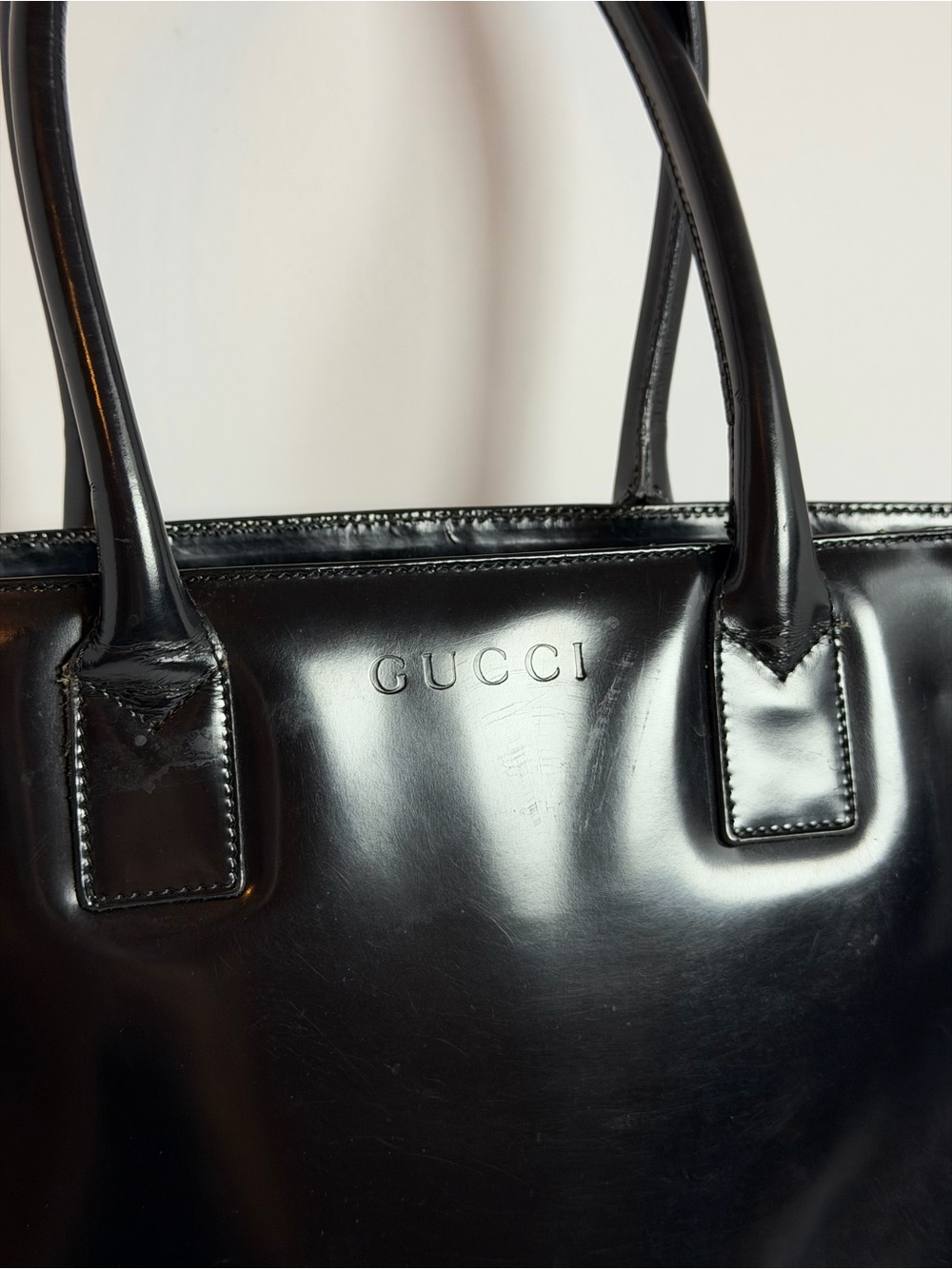Vintage Gucci Black Patent Leather Shopper Tote Bag - Picture 2 of 16